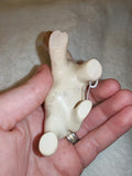 137g Natural Cream Soapstone Rhinoceros Carving Hand Carved Rhino Figurine