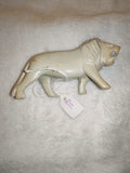 Natural Light Green Soapstone Lion Carving Hand Carved Gemstone Animal Statue