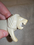 Natural Light Green Soapstone Lion Carving Hand Carved Gemstone Animal Statue