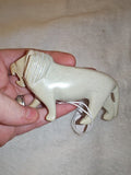 Natural Light Green Soapstone Lion Carving Hand Carved Gemstone Animal Statue