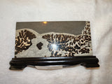 Dendritic Graphic Landscape Stone Display Plaque Carved Wooden Stand 145g