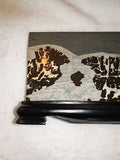 Dendritic Graphic Landscape Stone Display Plaque Carved Wooden Stand 145g