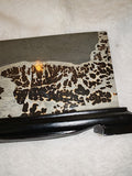 Dendritic Graphic Landscape Stone Display Plaque Carved Wooden Stand 145g
