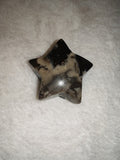 Orca Agate Star Carving Black White Chalcedony Crystal Pocket Stone 36g