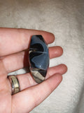 Orca Agate Star Carving Black White Chalcedony Crystal Pocket Stone 36g