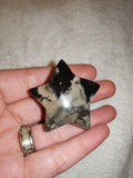 Orca Agate Star Carving Black White Chalcedony Crystal Pocket Stone 36g