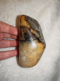 Golden Healer Quartz Pyrite Matrix Polished Freeform Crystal Palm Stone 334g