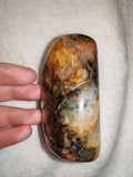 Golden Healer Quartz Pyrite Matrix Polished Freeform Crystal Palm Stone 334g