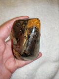 Golden Healer Quartz Pyrite Matrix Polished Freeform Crystal Palm Stone 334g