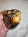 Golden Healer Quartz Pyrite Matrix Polished Freeform Crystal Palm Stone 334g
