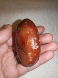 Natural Carnelian Agate Palm Stone Polished Pocket Pebble Red Chalcedony 94g