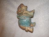 Green Aragonite Elephant Carving Blue Calcite Crystal Animal Figurine 380g