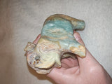 Green Aragonite Elephant Carving Blue Calcite Crystal Animal Figurine 380g