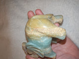 Green Aragonite Elephant Carving Blue Calcite Crystal Animal Figurine 380g