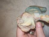 Green Aragonite Elephant Carving Blue Calcite Crystal Animal Figurine 380g