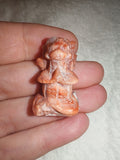 Orange Soapstone Praying Angel Carving Mini Guardian Figurine Pocket Charm