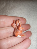 Orange Soapstone Praying Angel Carving Mini Guardian Figurine Pocket Charm