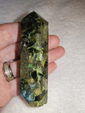 Green Fuchsite Mica in Quartz Crystal Tower Point Obelisk Generator 98g