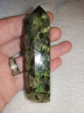 Green Fuchsite Mica in Quartz Crystal Tower Point Obelisk Generator 98g