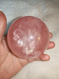 Rose Quartz Crystal Sphere Rainbow Flash Polished Orb Ball Gemstone 457g