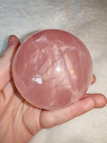 Rose Quartz Crystal Sphere Rainbow Flash Polished Orb Ball Gemstone 457g