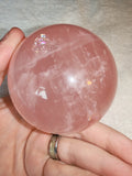 Rose Quartz Crystal Sphere Rainbow Flash Polished Orb Ball Gemstone 457g