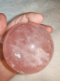 Rose Quartz Crystal Sphere Rainbow Flash Polished Orb Ball Gemstone 457g