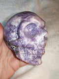 Lepidolite Crystal Skull Carving Purple Mica Quartz Gemstone Figurine 583g