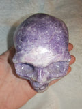 Lepidolite Crystal Skull Carving Purple Mica Quartz Gemstone Figurine 583g