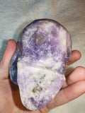 Lepidolite Crystal Skull Carving Purple Mica Quartz Gemstone Figurine 583g