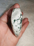 Moss Agate Crystal Heart Carving Green Mineral Inclusions Palm Stone 132g