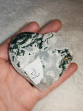 Moss Agate Crystal Heart Carving Green Mineral Inclusions Palm Stone 132g