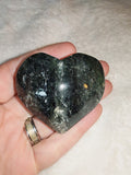 Tourmalinated Quartz Crystal Heart Carving Black Tourmaline Inclusions Stone 91g