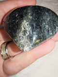 Tourmalinated Quartz Crystal Heart Carving Black Tourmaline Inclusions Stone 91g