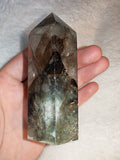 Garden Quartz Tower Lodolite Inclusion Crystal Point Rainbow Phantom Stone 233g