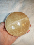 Honey Calcite Sphere Large Golden Crystal Ball Polished Mineral Display 872g  #62