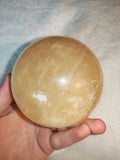 Honey Calcite Sphere Large Golden Crystal Ball Polished Mineral Display 872g  #62