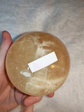 Honey Calcite Sphere Large Golden Crystal Ball Polished Mineral Display 872g  #62