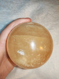 Honey Calcite Sphere Large Golden Crystal Ball Polished Mineral Display 872g  #62