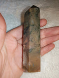 Moss Agate Tower Druzy Quartz Crystal Point Banded Agate Generator 121g # 109