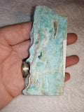 Blue Hemimorphite Slice Natural Turquoise Seafoam Crystal Slab Display 83g