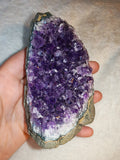 Uruguayan Amethyst Geode Slice Standing Crystal Cluster Specimen 287g