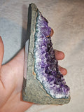 Uruguayan Amethyst Geode Slice Standing Crystal Cluster Specimen 287g