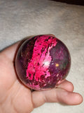Pink Arfvedsonite Crystal Sphere Polished Magenta Quartz Gemstone Orb 215g