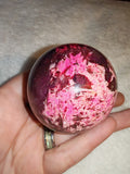 Pink Arfvedsonite Crystal Sphere Polished Magenta Quartz Gemstone Orb 215g