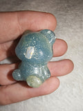 Carved Blue Green Quartz Bear Figurine Crystal Animal Pocket Stone 22g