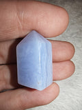 Blue Lace Agate Mini Point Crystal Tower Small Polished Pocket Stone Generator