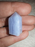 Blue Lace Agate Mini Point Crystal Tower Small Polished Pocket Stone Generator