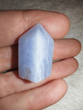 Blue Lace Agate Mini Point Crystal Tower Small Polished Pocket Stone Generator