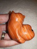 Banded Agate Hamster Figurine Carved Carnelian Crystal Animal Carving 203g